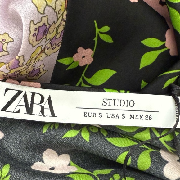 NWT Zara Limited Edition 100% Silk Floral Maxi Dress in Green Multi Sz S - Picture 9 of 16
